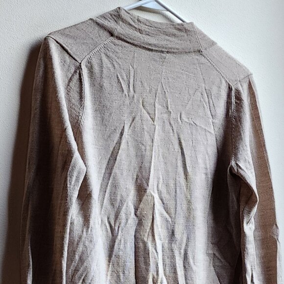Talbots Taupe 100% Pure Italian Merino Wool Open Cardigan Size Petite Sm… - Picture 7 of 12
